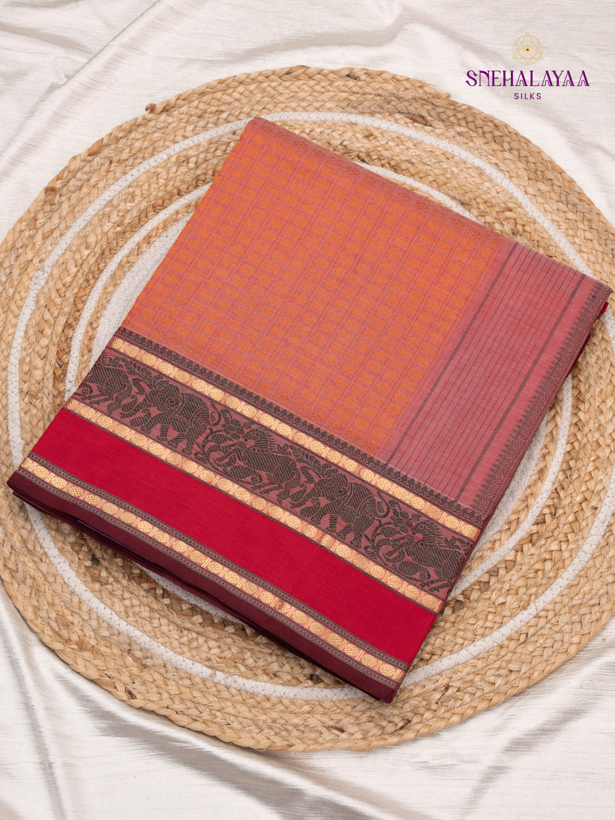 Light orange Kanchi Cotton Saree