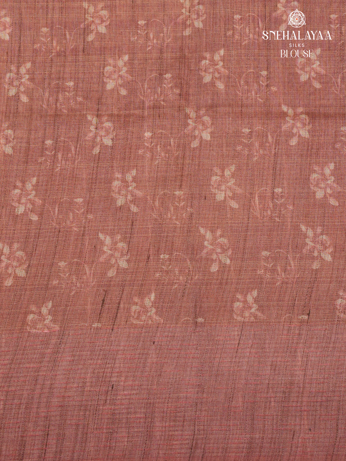 Brown Floral Printed Tussar Saree