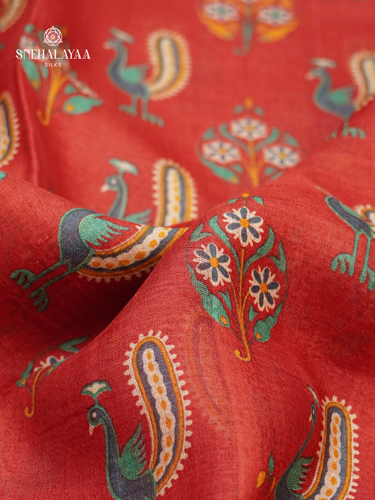 Red Tussar Saree