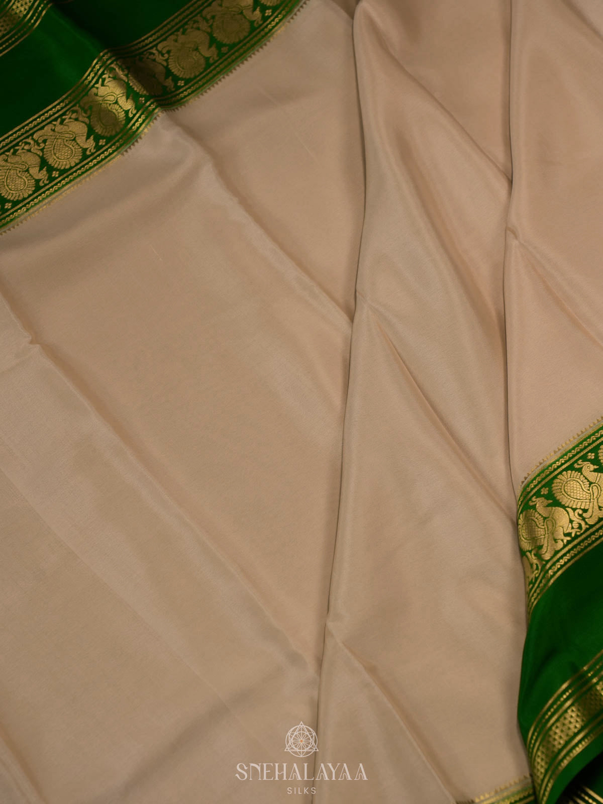 Beige Mysore Silk Saree