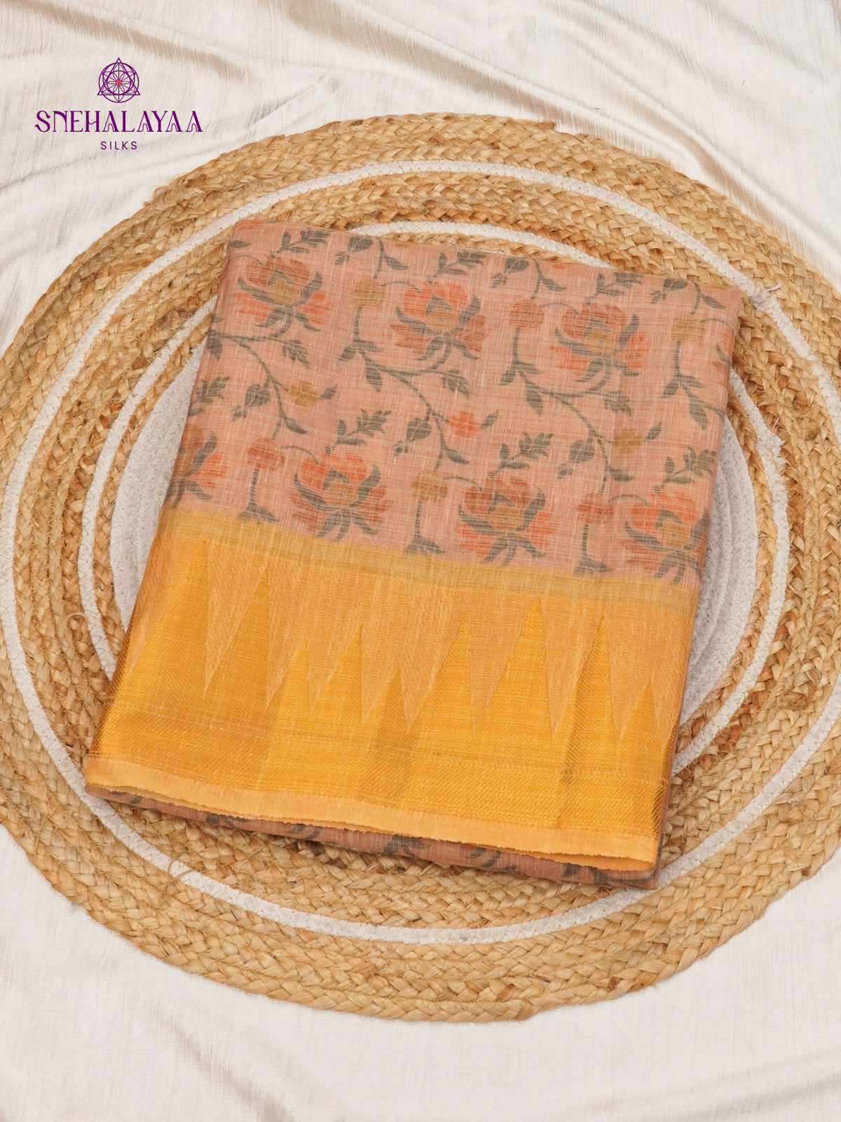 Peach Linen Tissue Saree