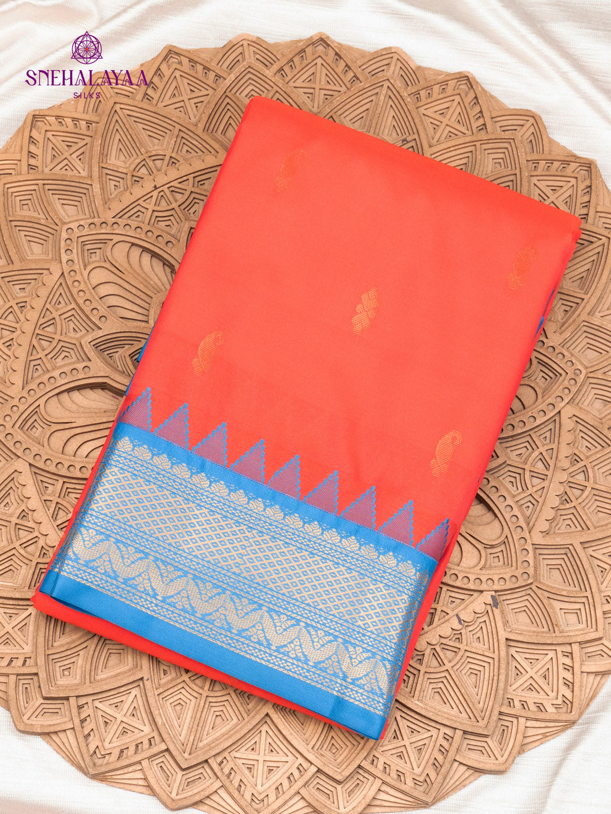 Orange Gadwal Silk Saree