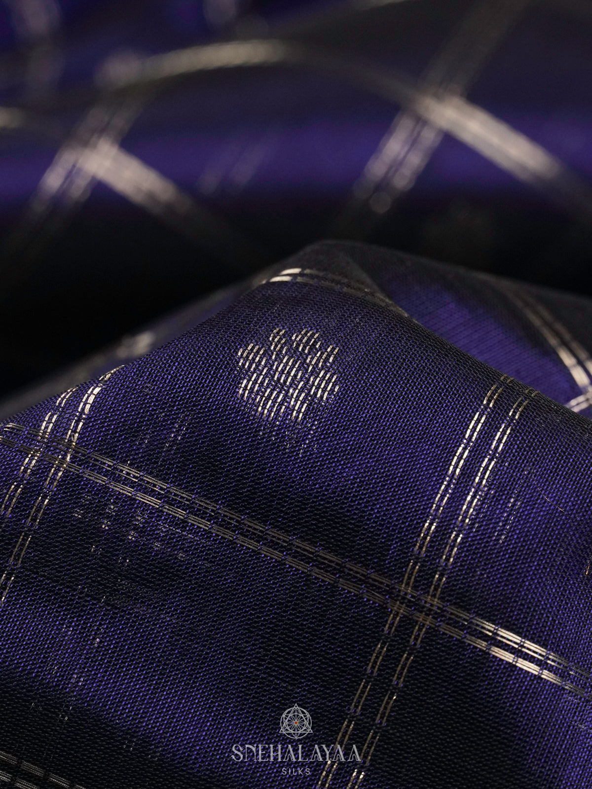 Navy Blue Mangalagiri Kuppadam Silk Saree