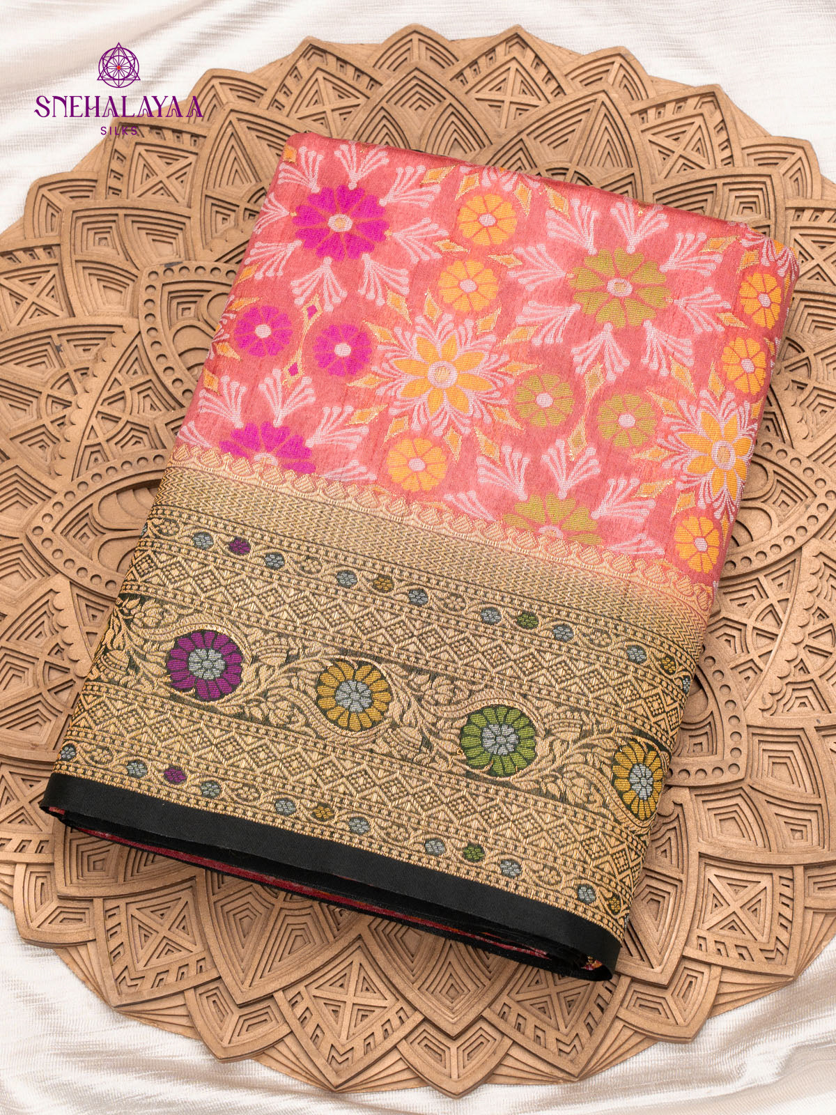 Pink Ikat Silk Saree