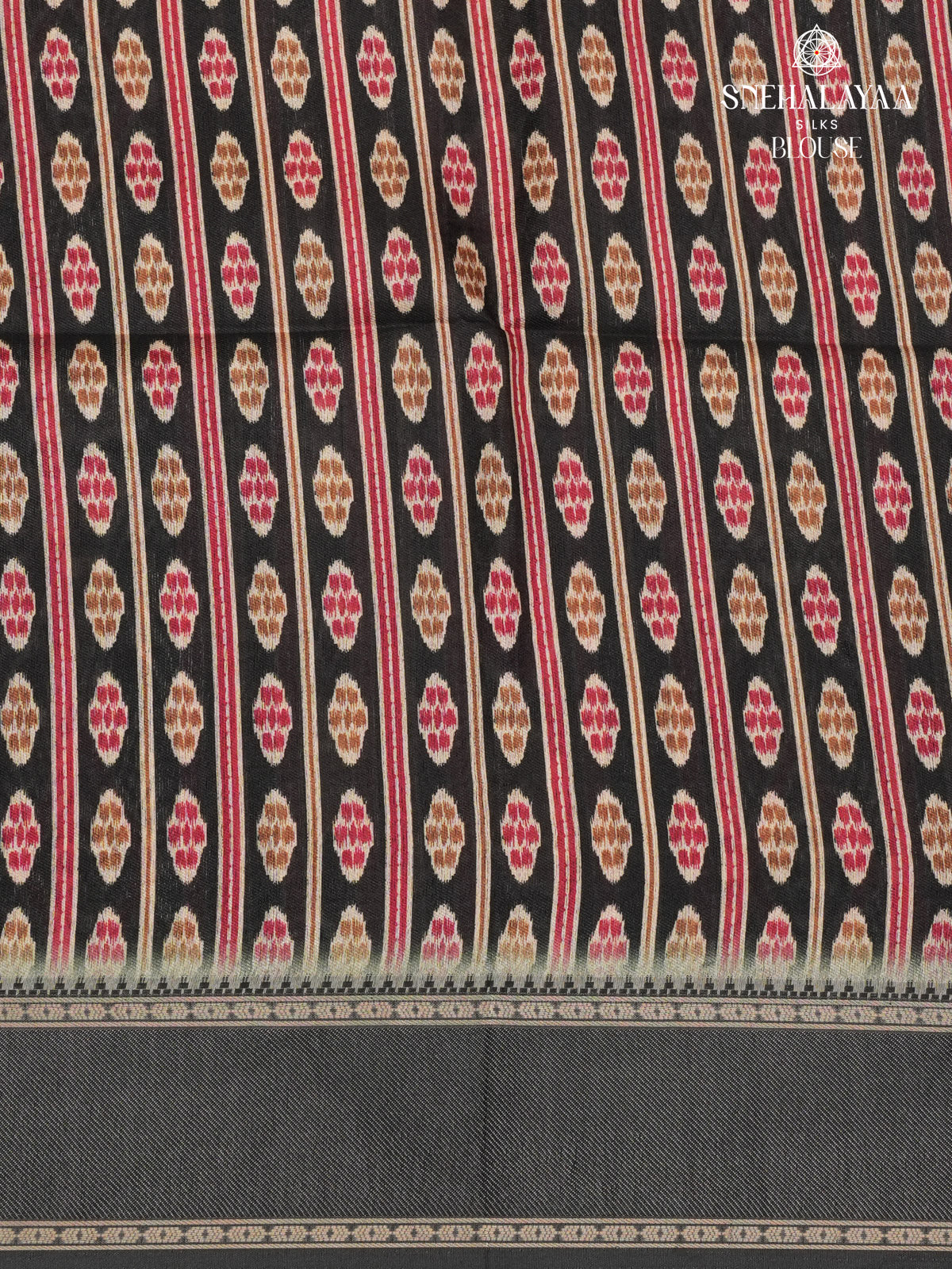 Olive Green Floral Printed Tussar Saree