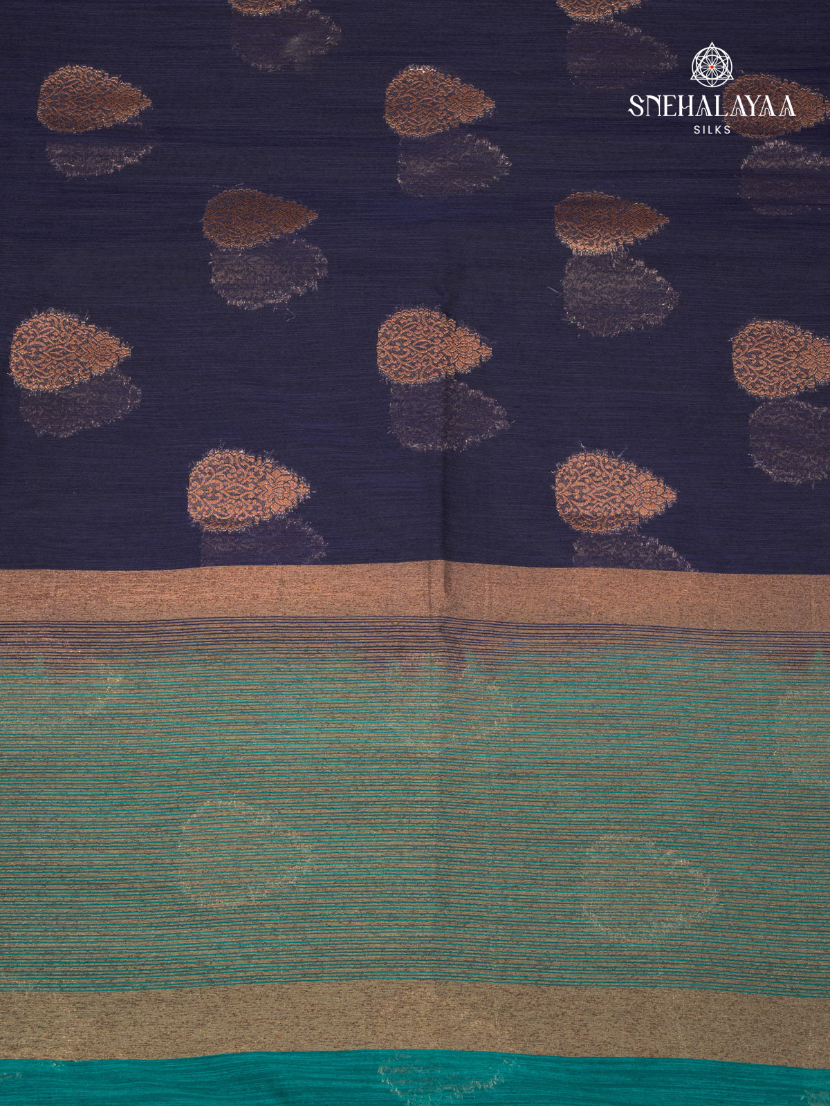 Navy Blue Banaras Jute Saree