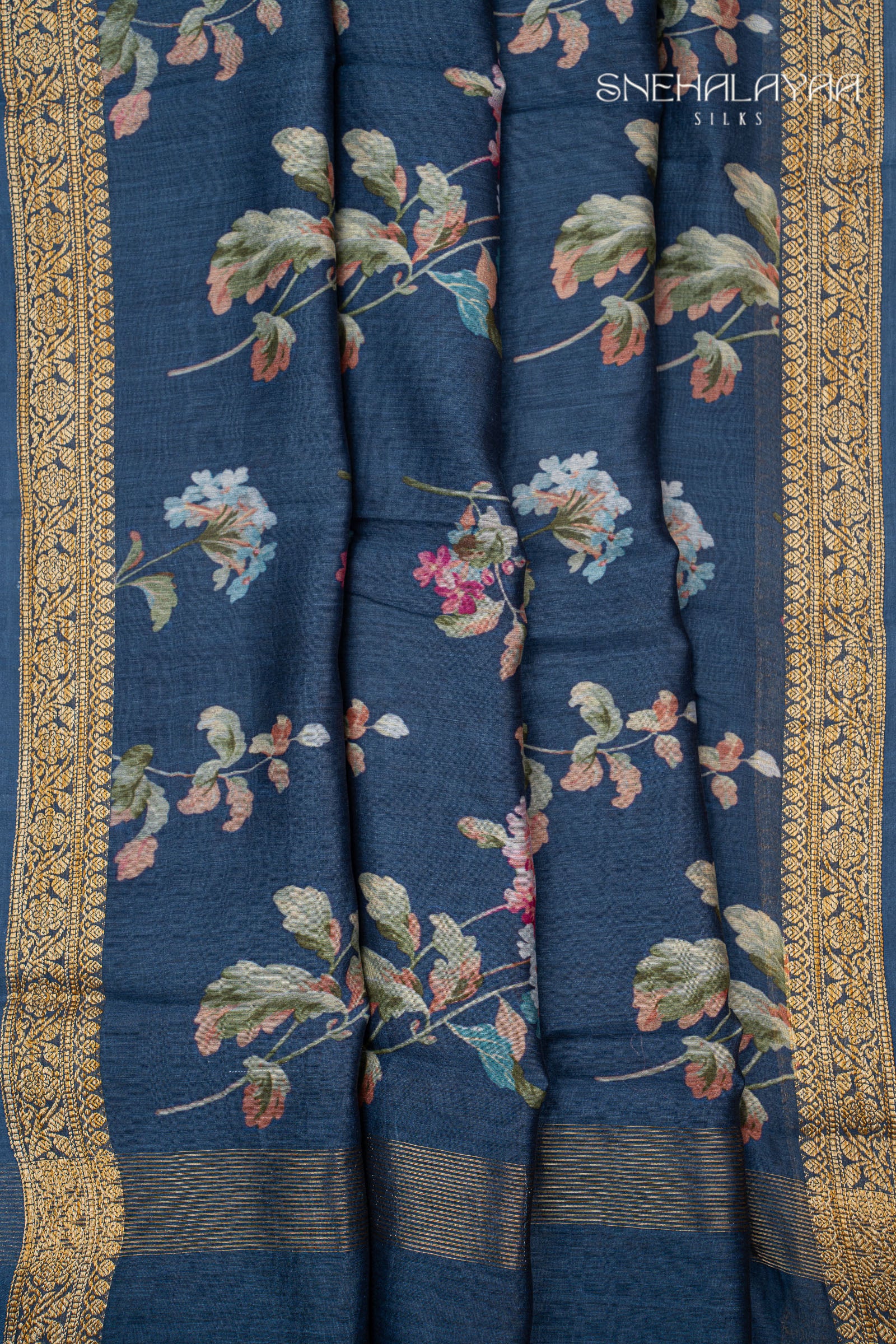 Aegean Blue Chanderi Saree
