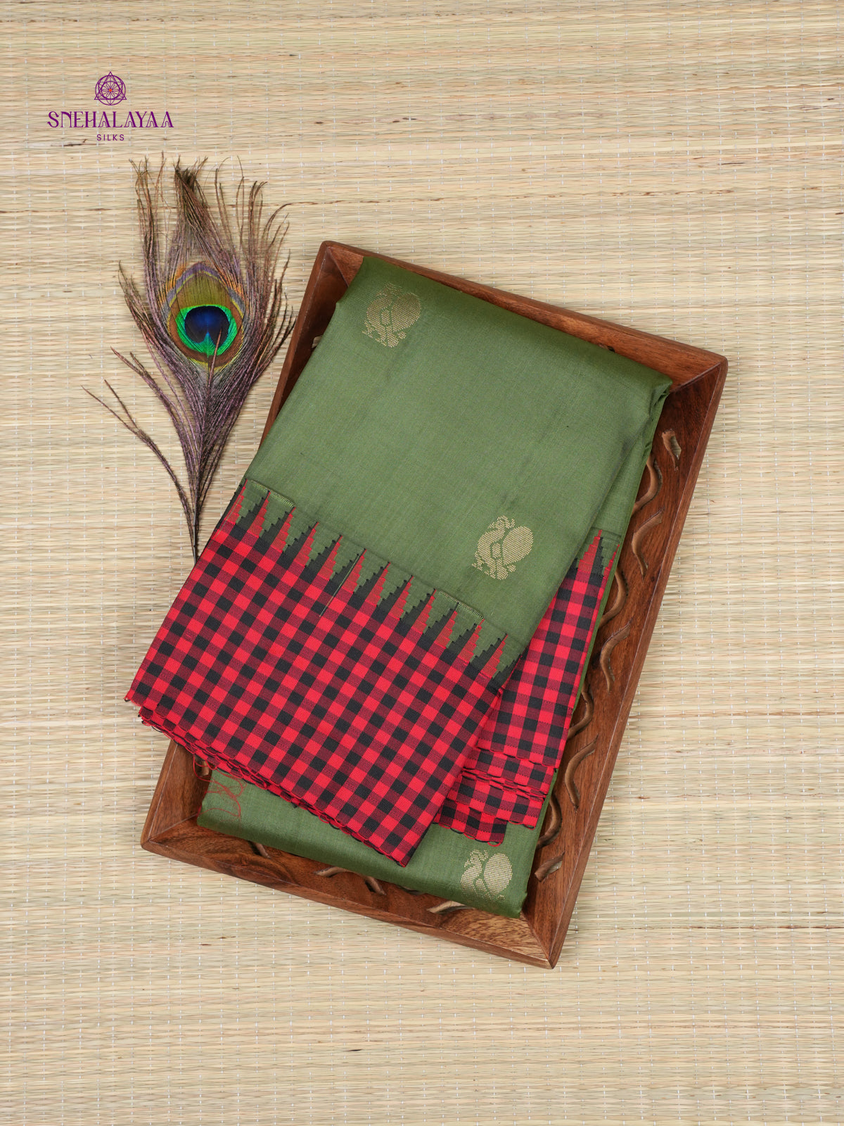 Olive Green Kanjivaram Silk Saree