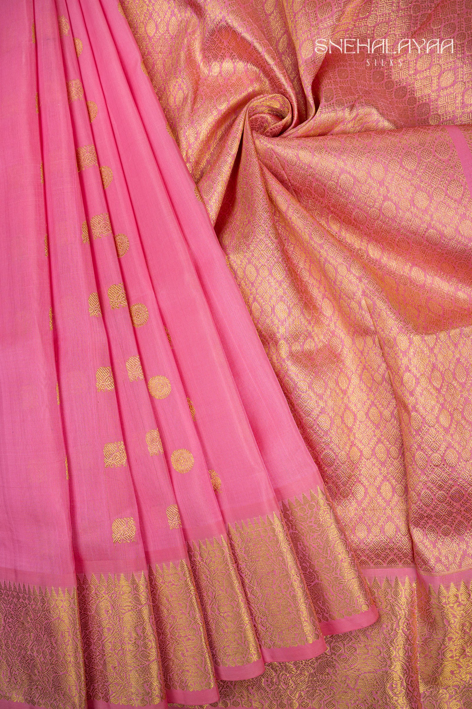 Bubblegum Pink Venkatagiri Silk Saree