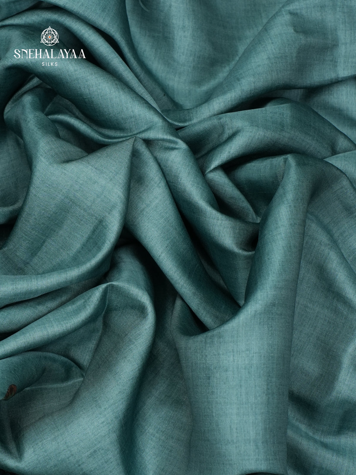 Teal Green Tussar Embroidery Saree
