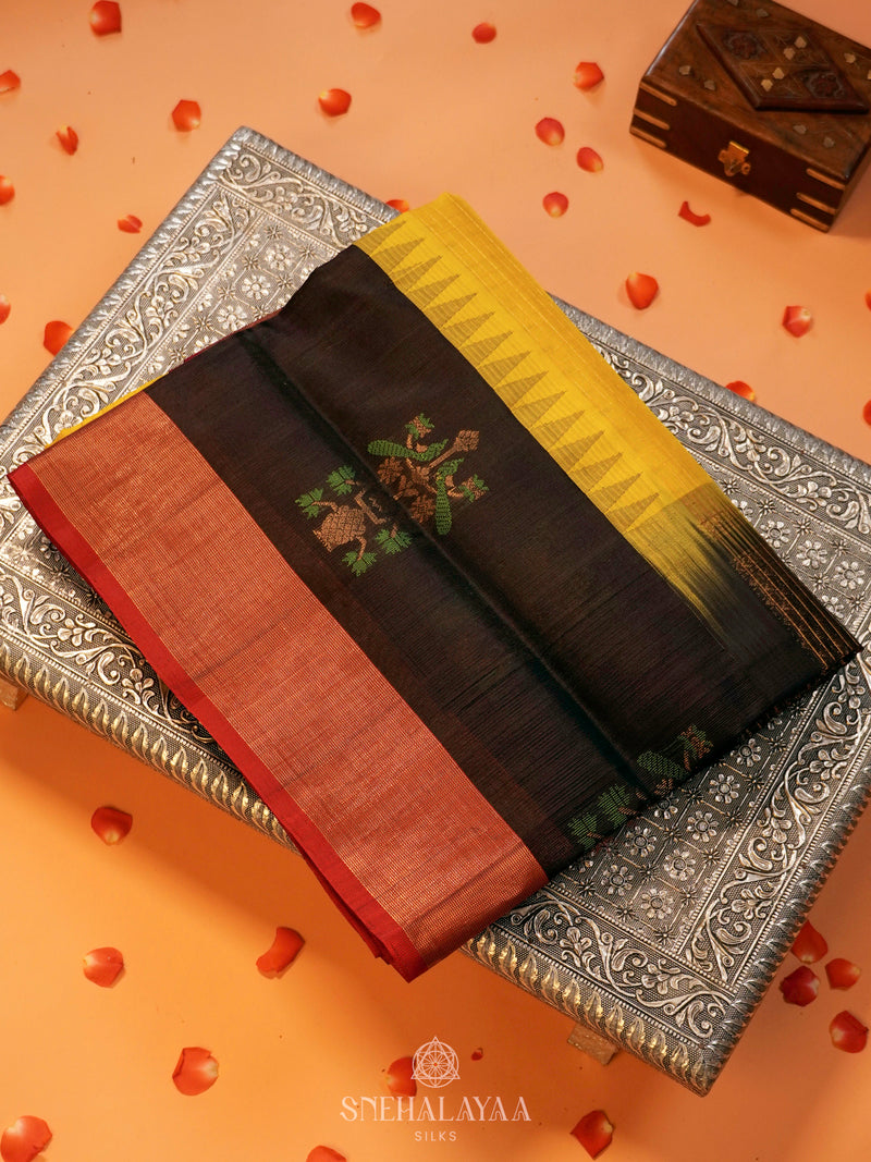 Yellow Kanchi Silk Cotton Saree