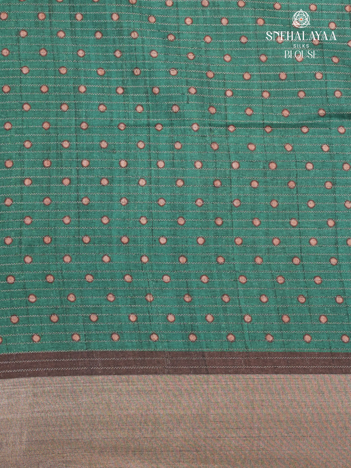 Emeral Green Floral Printed Tussar Saree