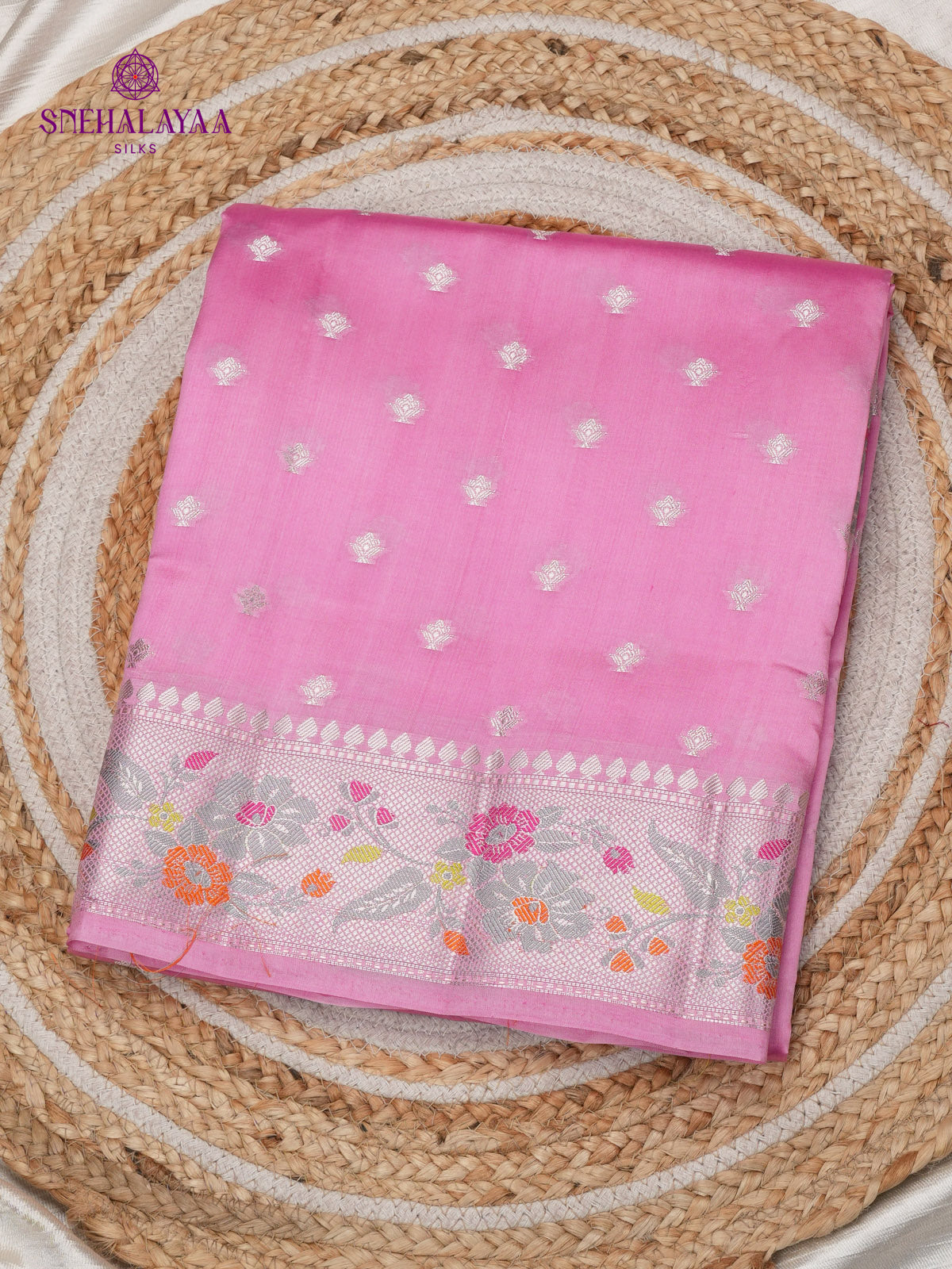 Pastel Pink Banaras Dupion Silk Saree