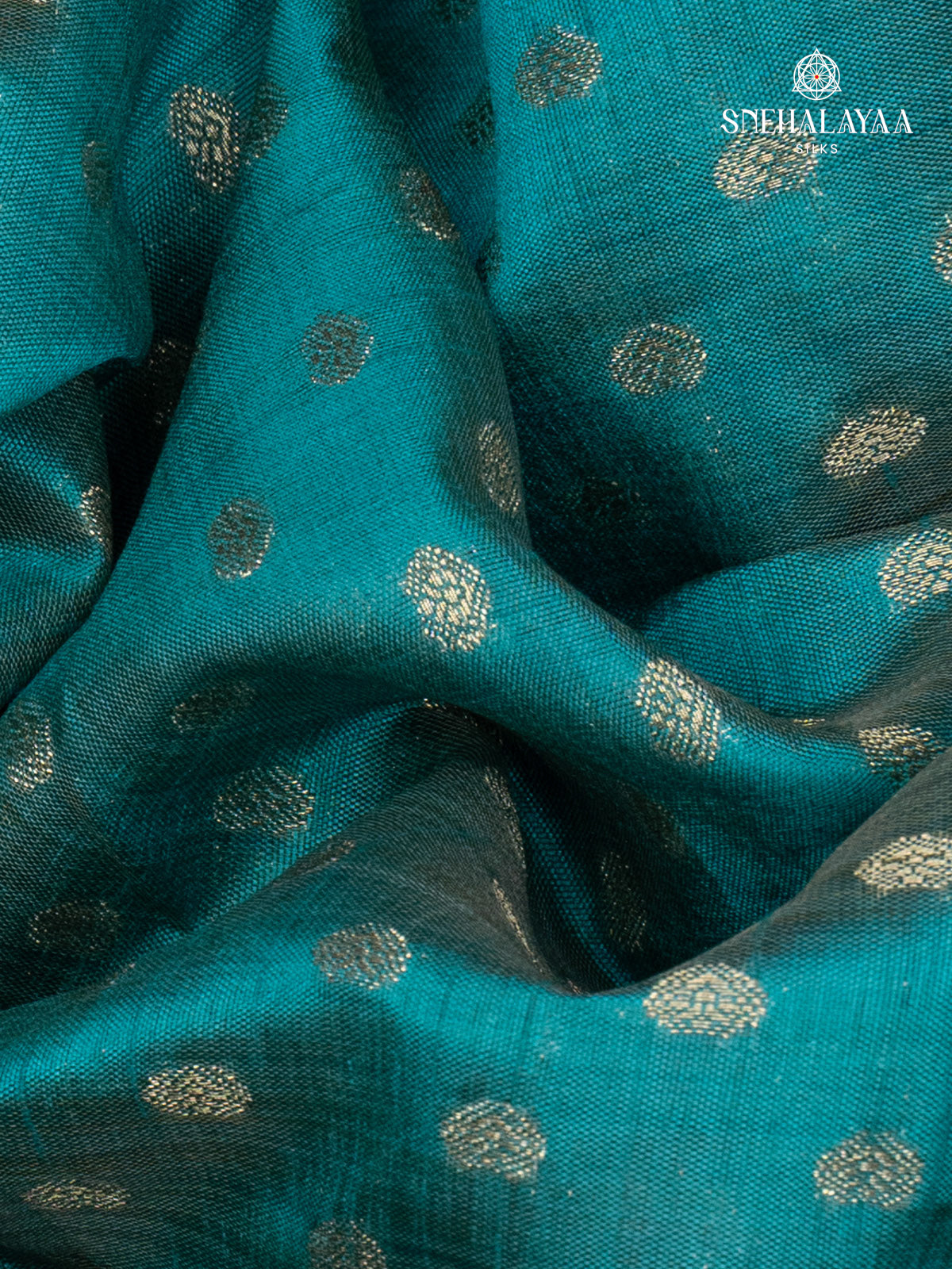 Teal Blue Raw Silk Saree