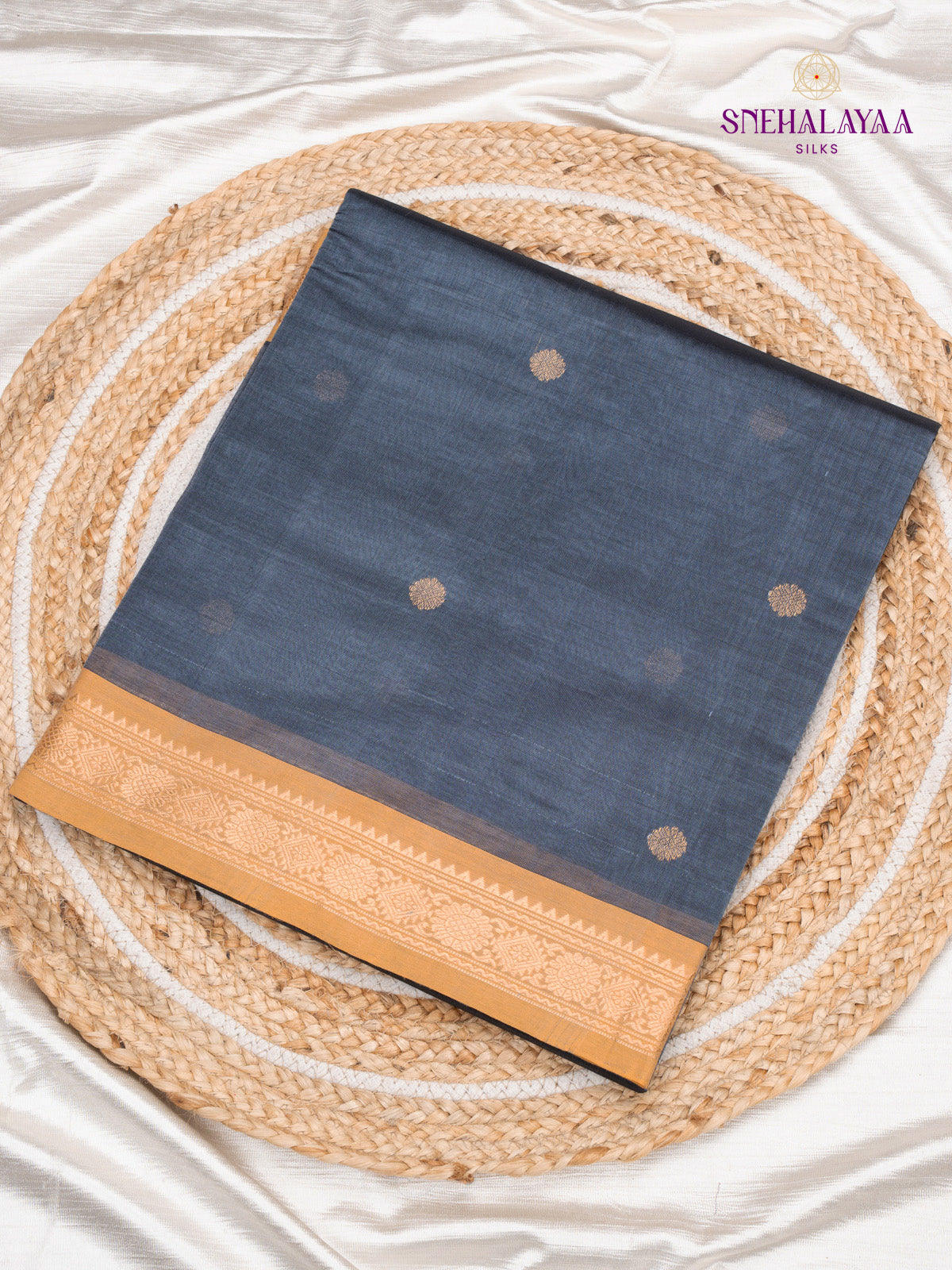 Greyish Blue Kanchi Silk Cotton Saree