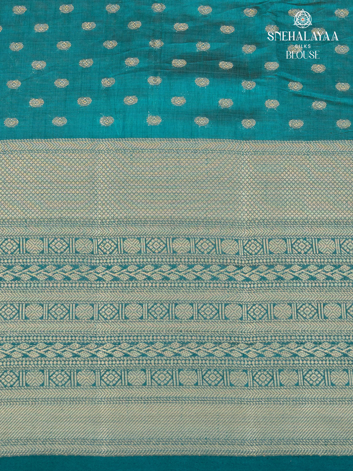Teal Blue Raw Silk Saree