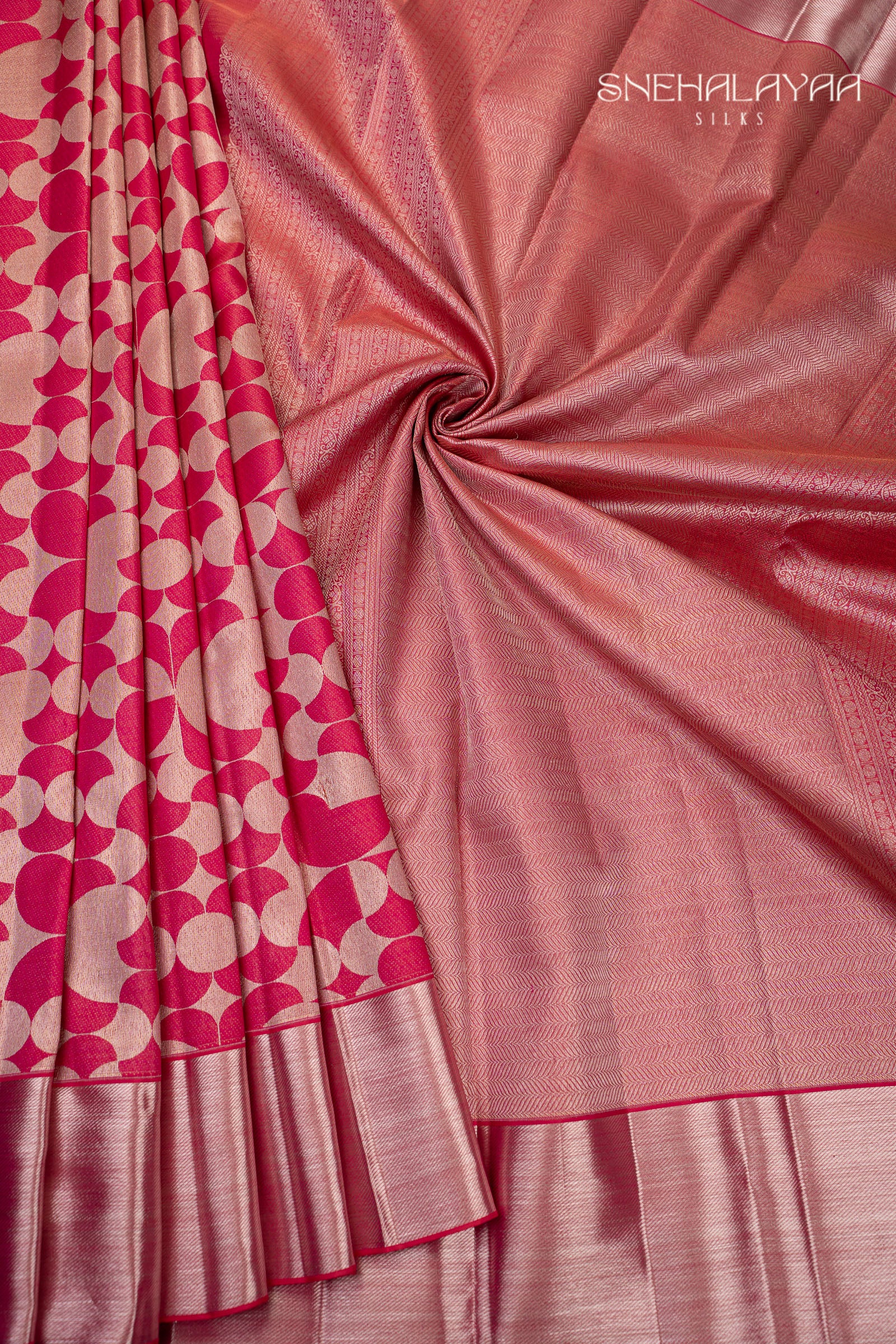 Cherry Pink Kancheevaram Silk Saree