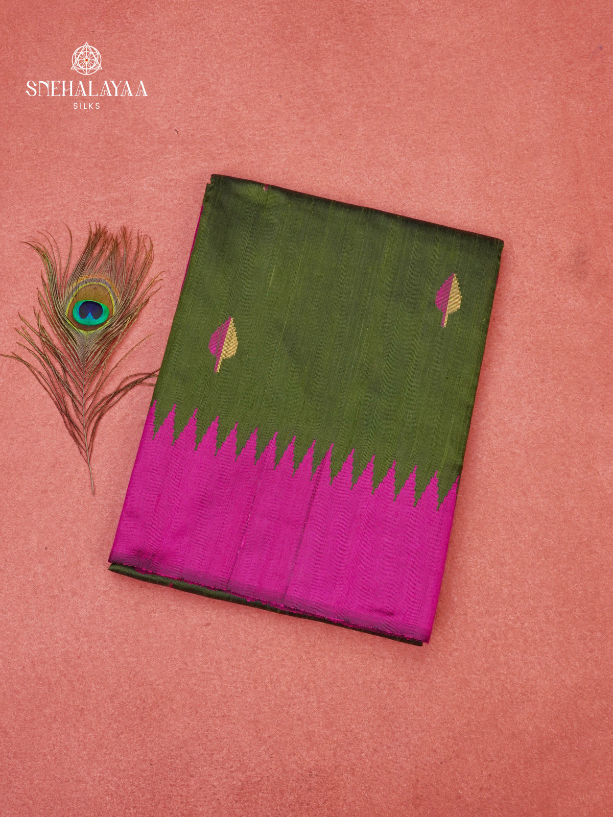 Bottle Green Dupion Silk Saree