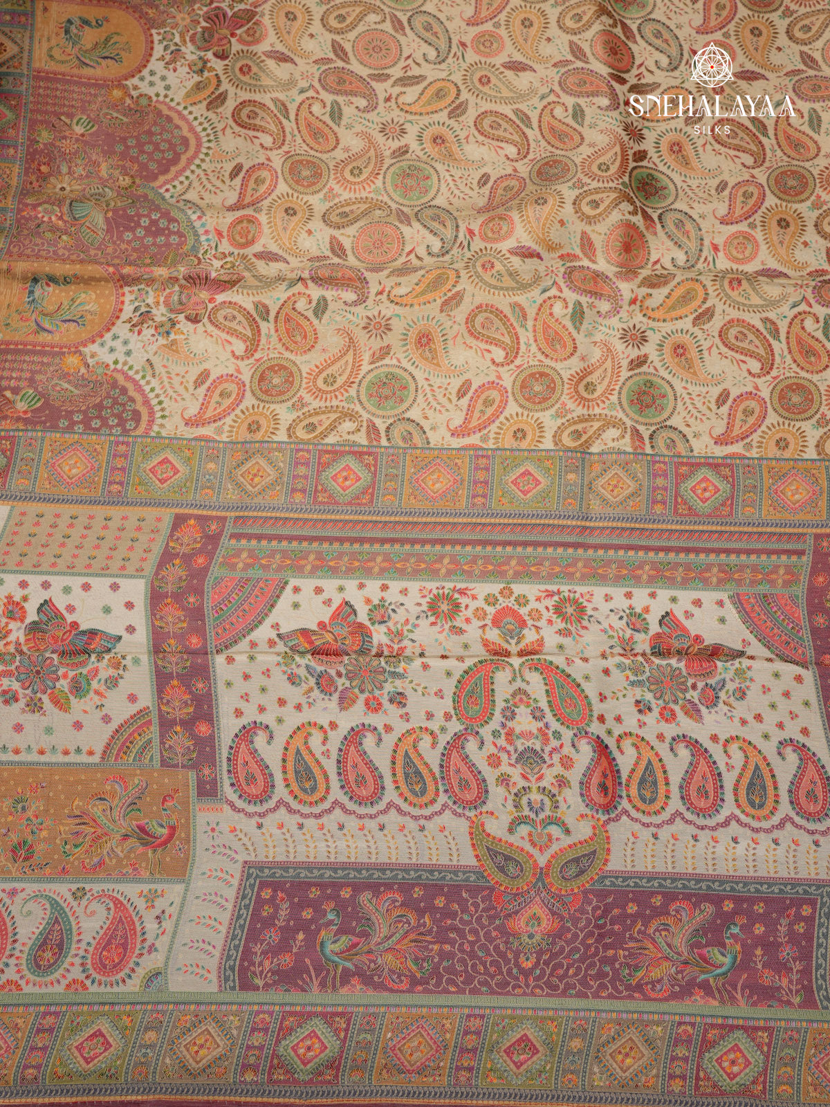 Cream Banaras Silk Saree