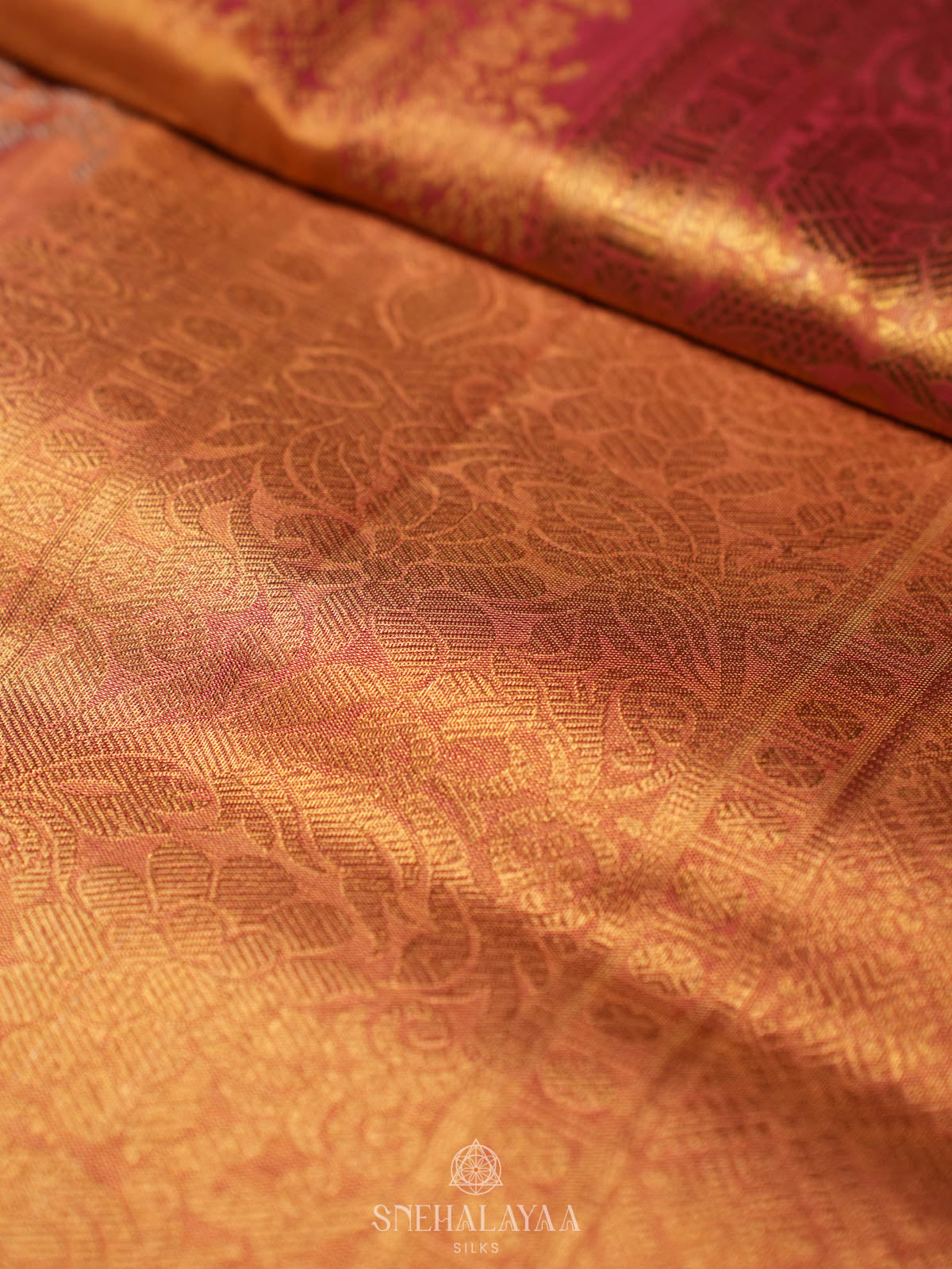Sunset Orange Kanjivaram Silk Saree