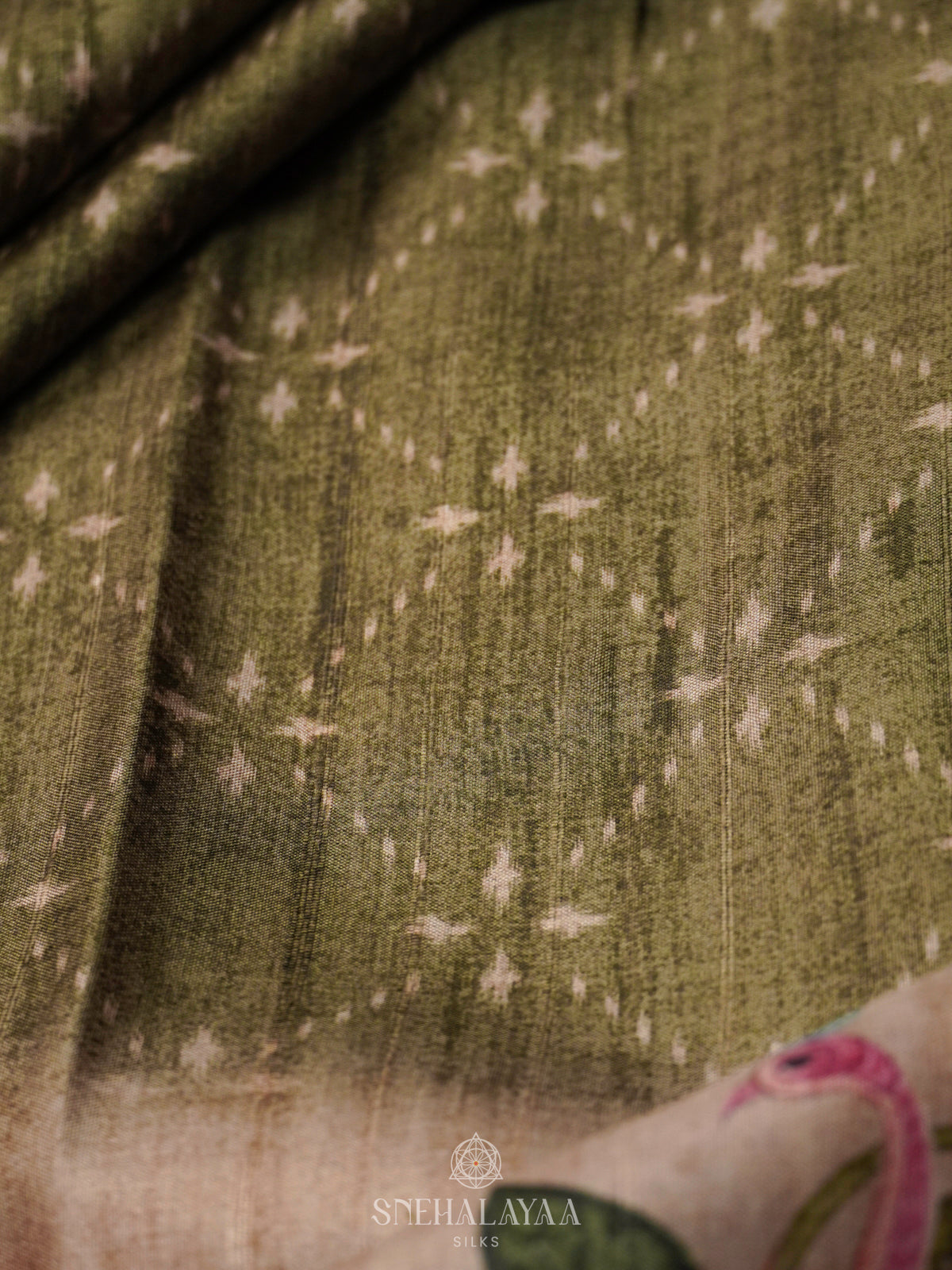 Olive Green Tussar Saree