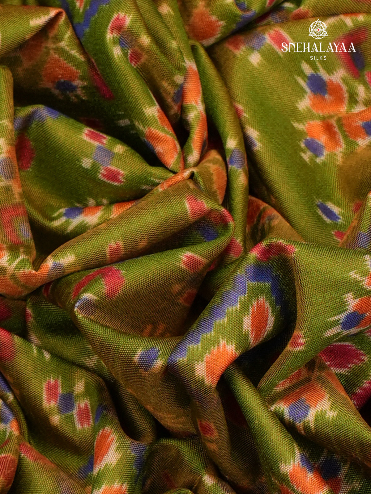Olive Green Ikat Saree