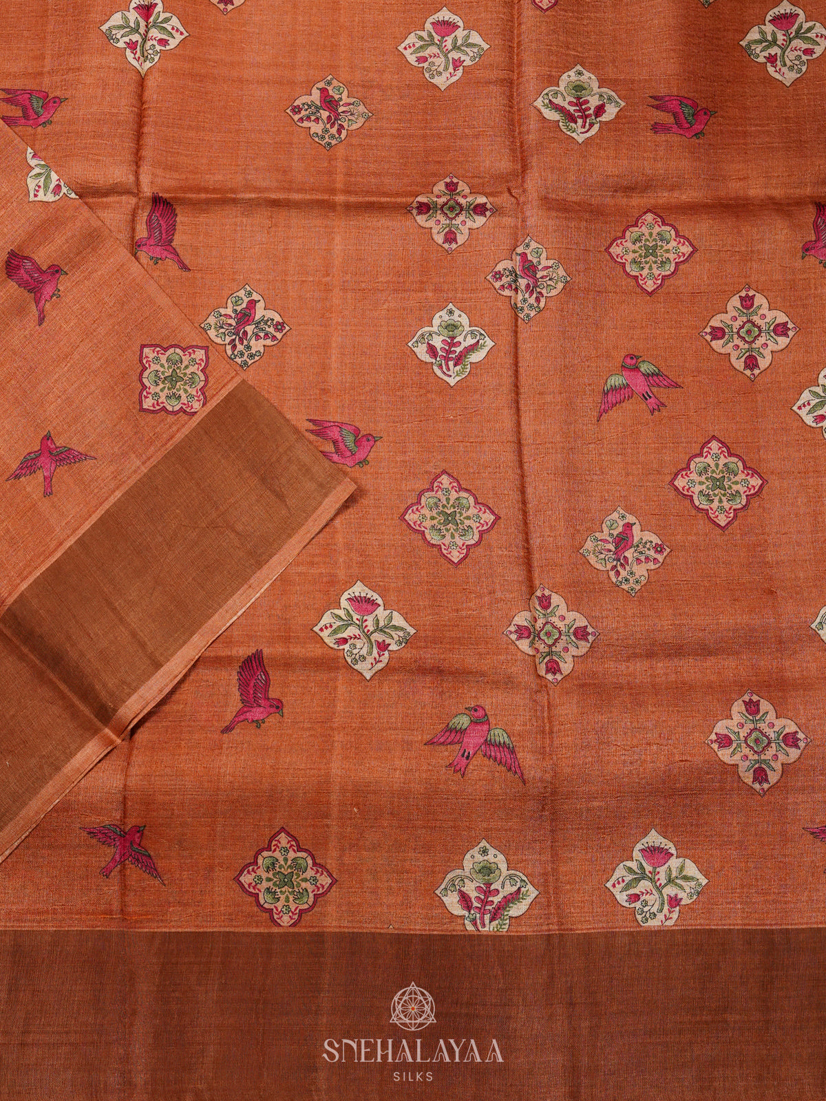 Orange Tussar Saree