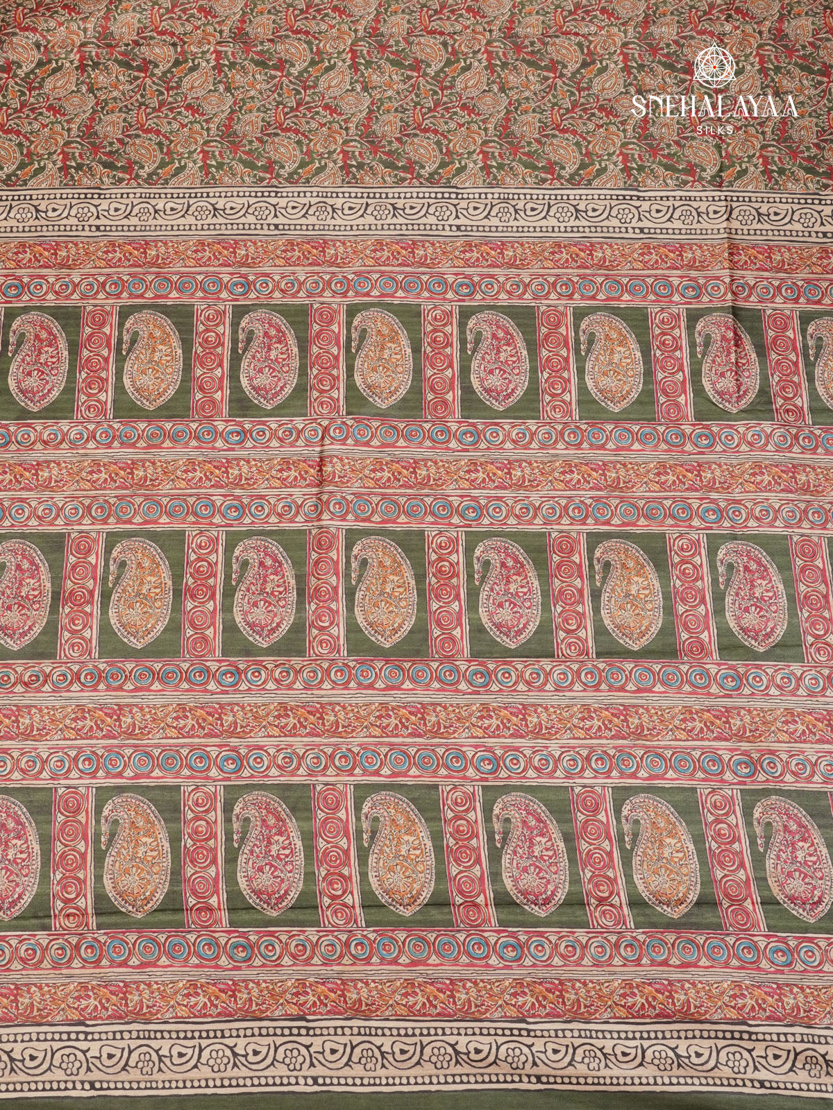 Olive Green Tussar Saree