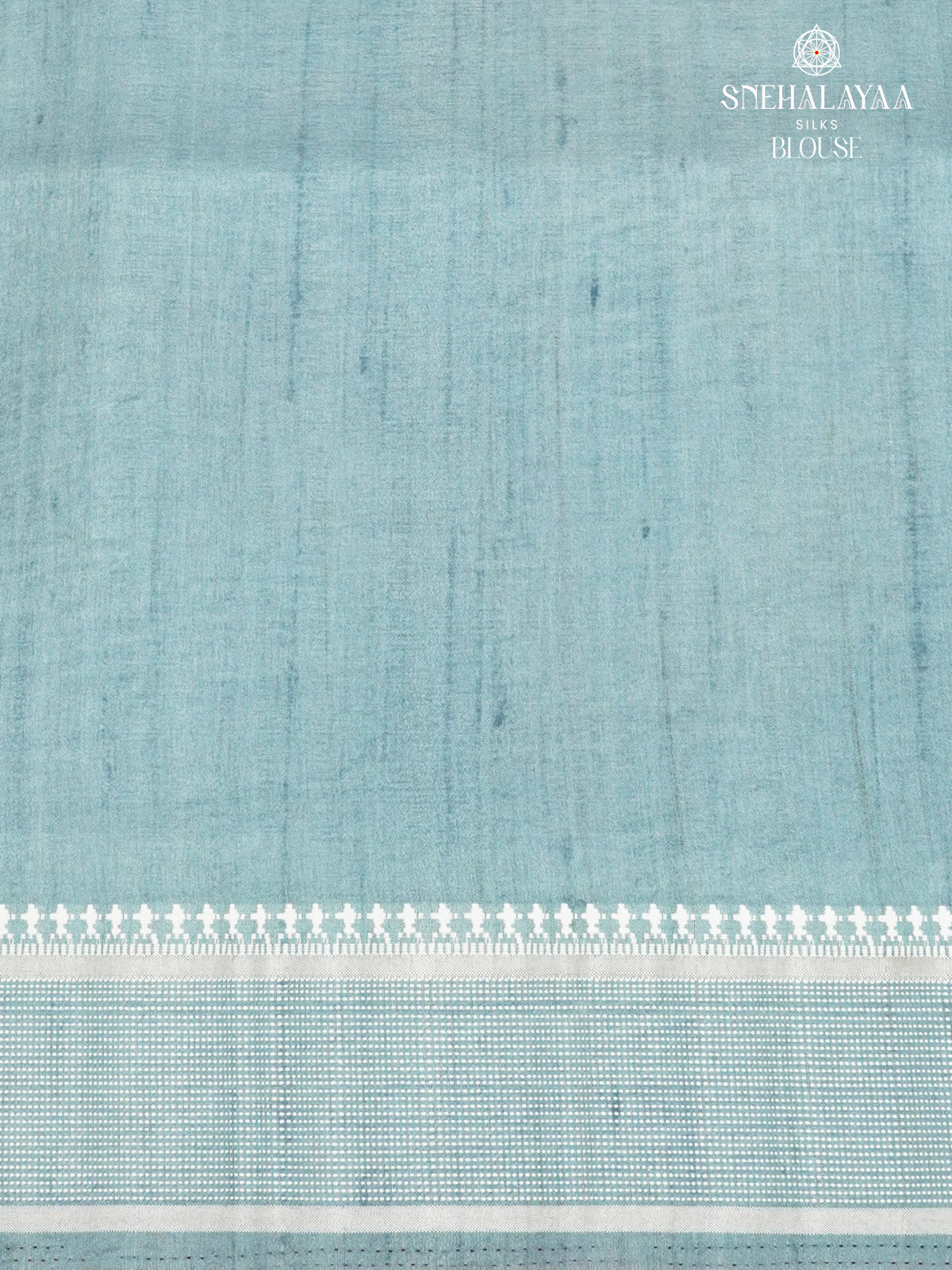 Pastel Blue Floral Printed Tussar Saree