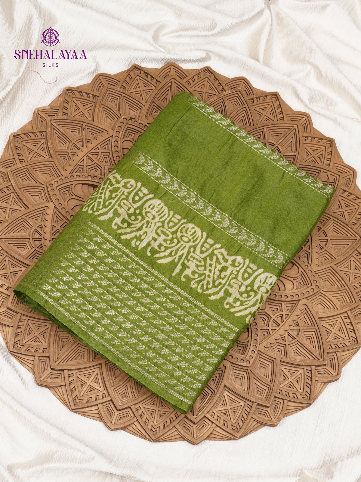 Olive Green Bamboo Silk Saree