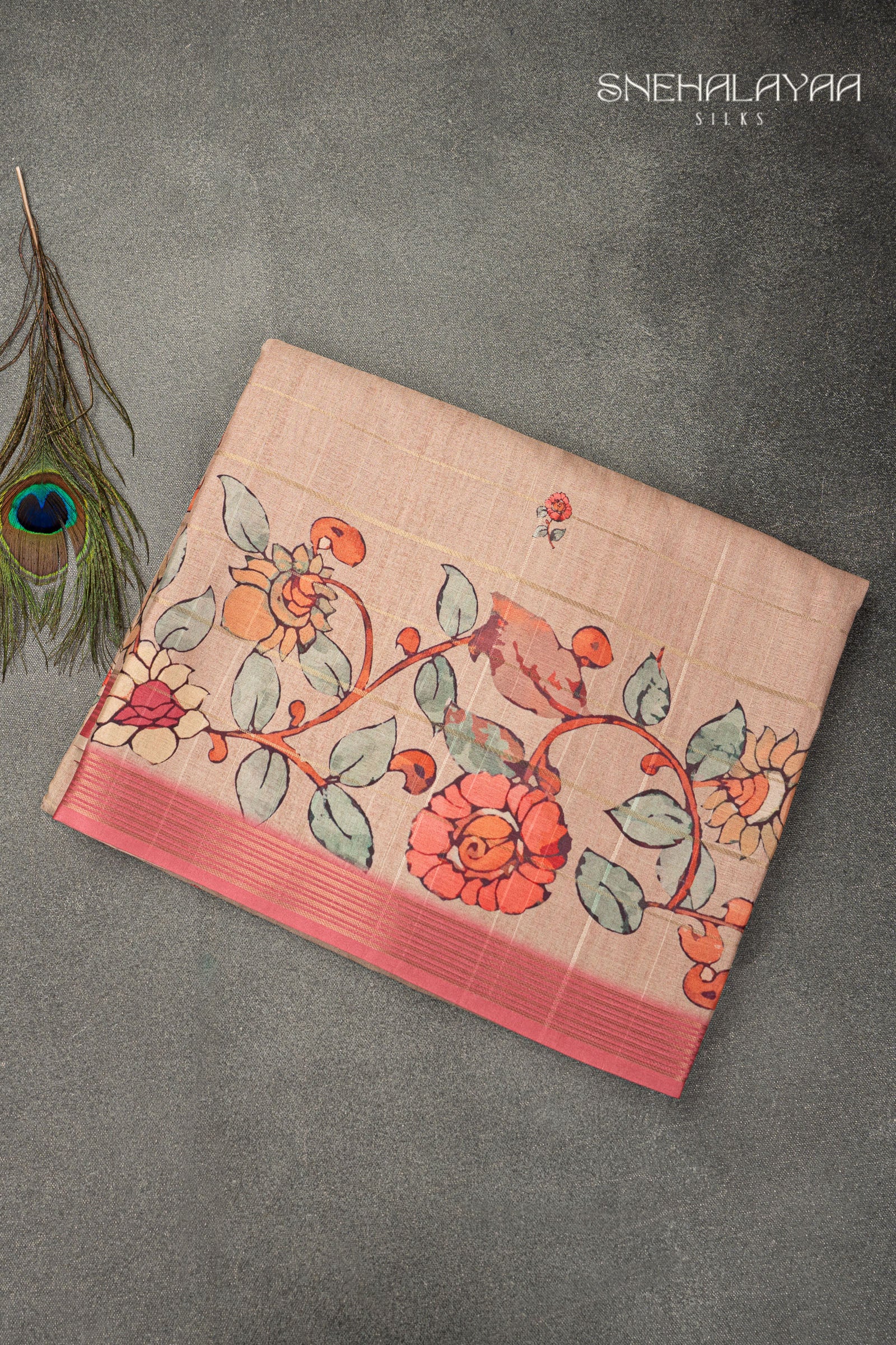 Beige Semi Tussar Saree