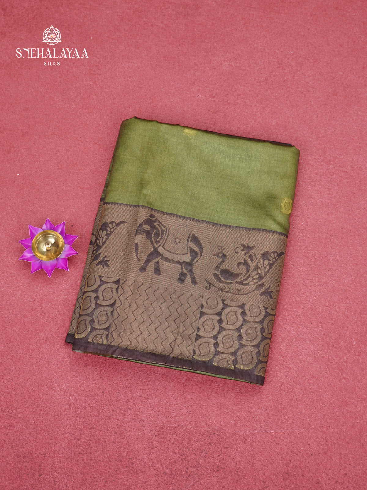 Olive Green Jute Saree