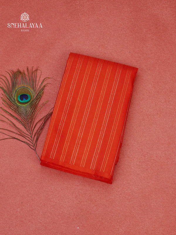 Rust Orange Kanjivaram Silk Saree