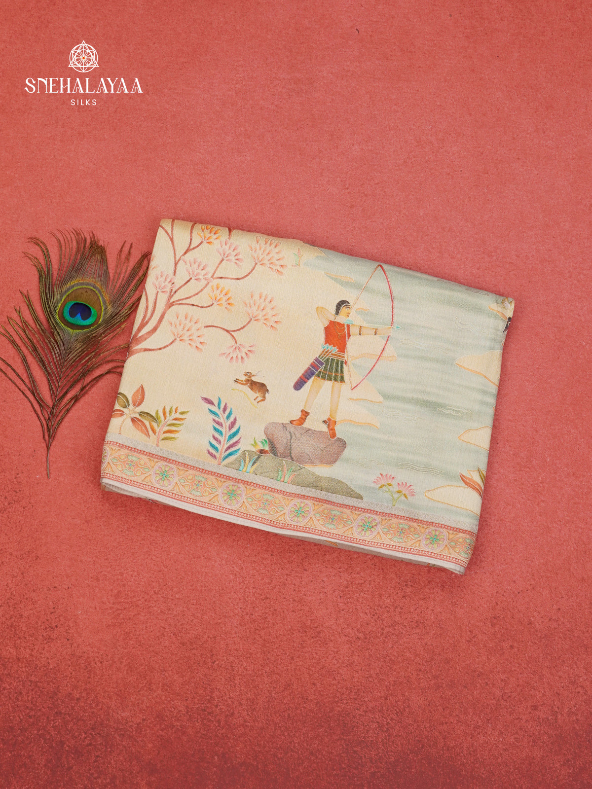 Beige Tissue Tussar Saree