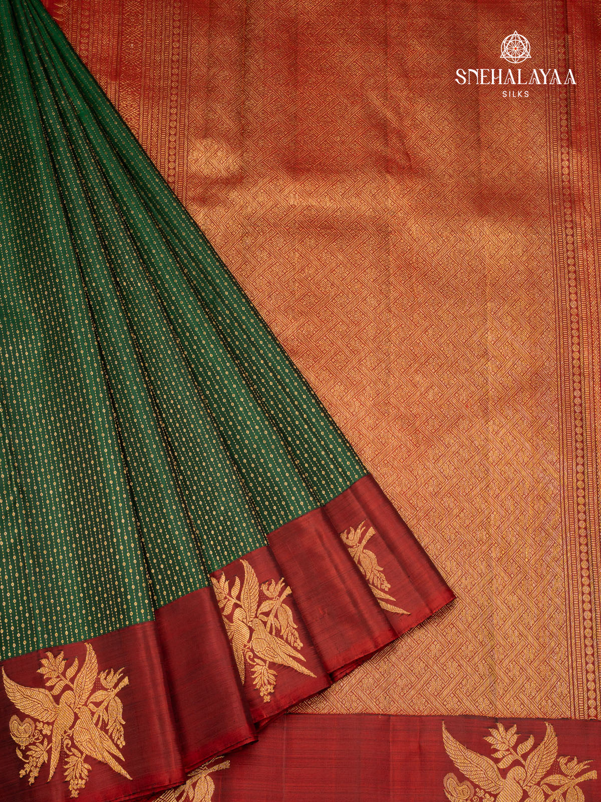 Bottle Green Kanjivaram Silk Saree