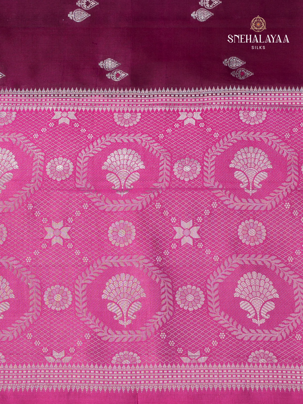 Burgundy Banaras Dupion Saree