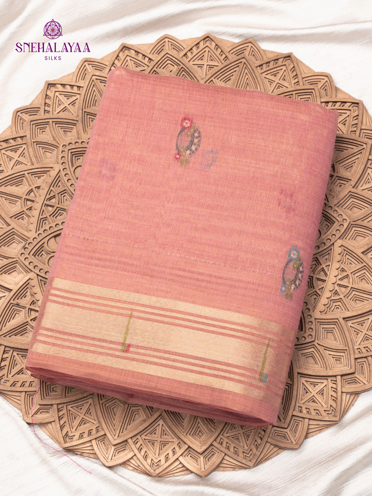 Peach Pink Munga Cotton Saree