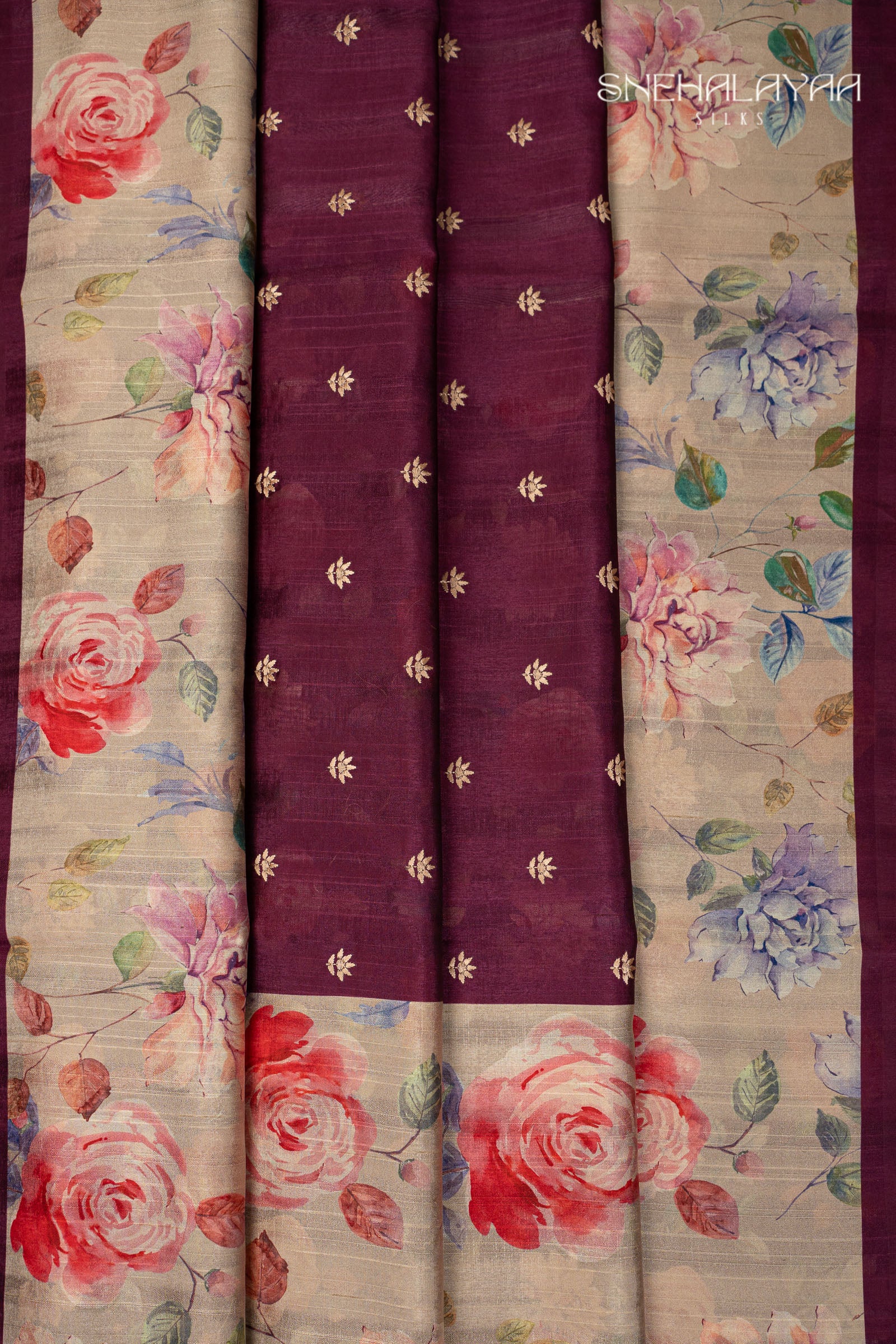 Burgundy Raw Silk Saree