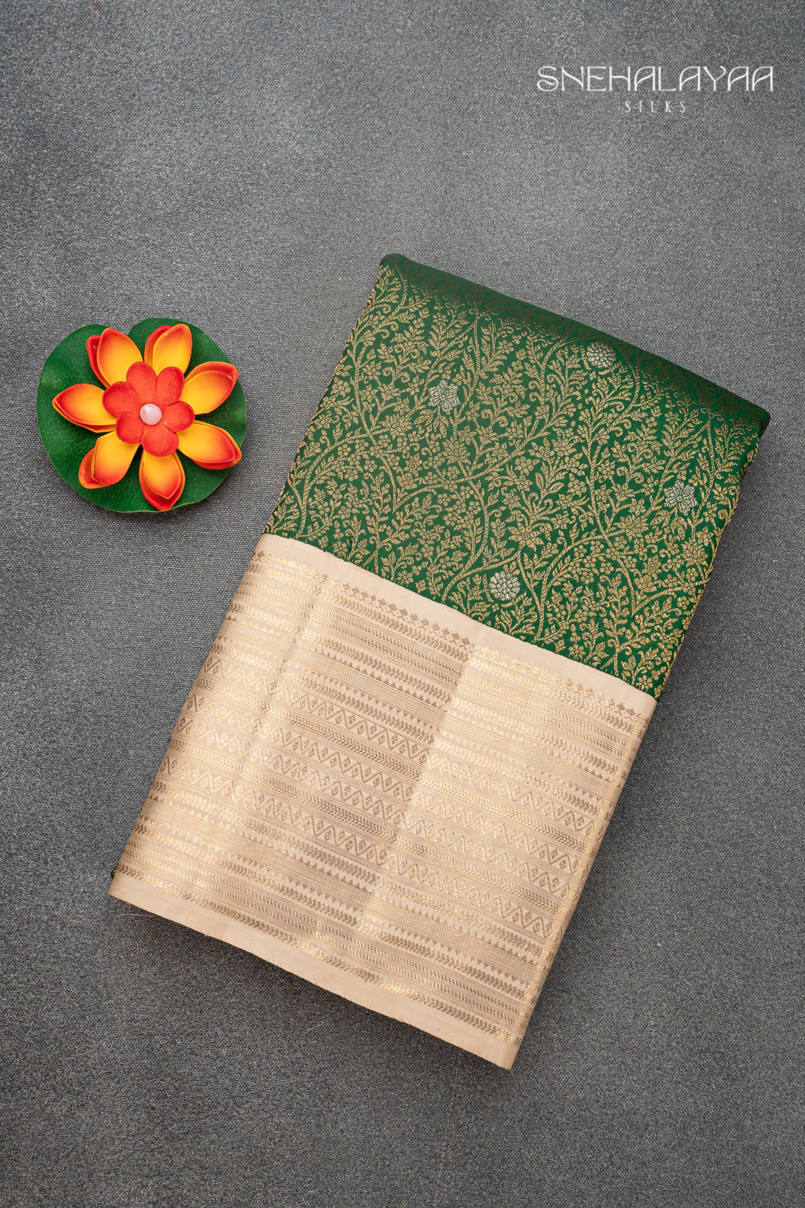 Emerald Green Kancheevaram Silk Saree