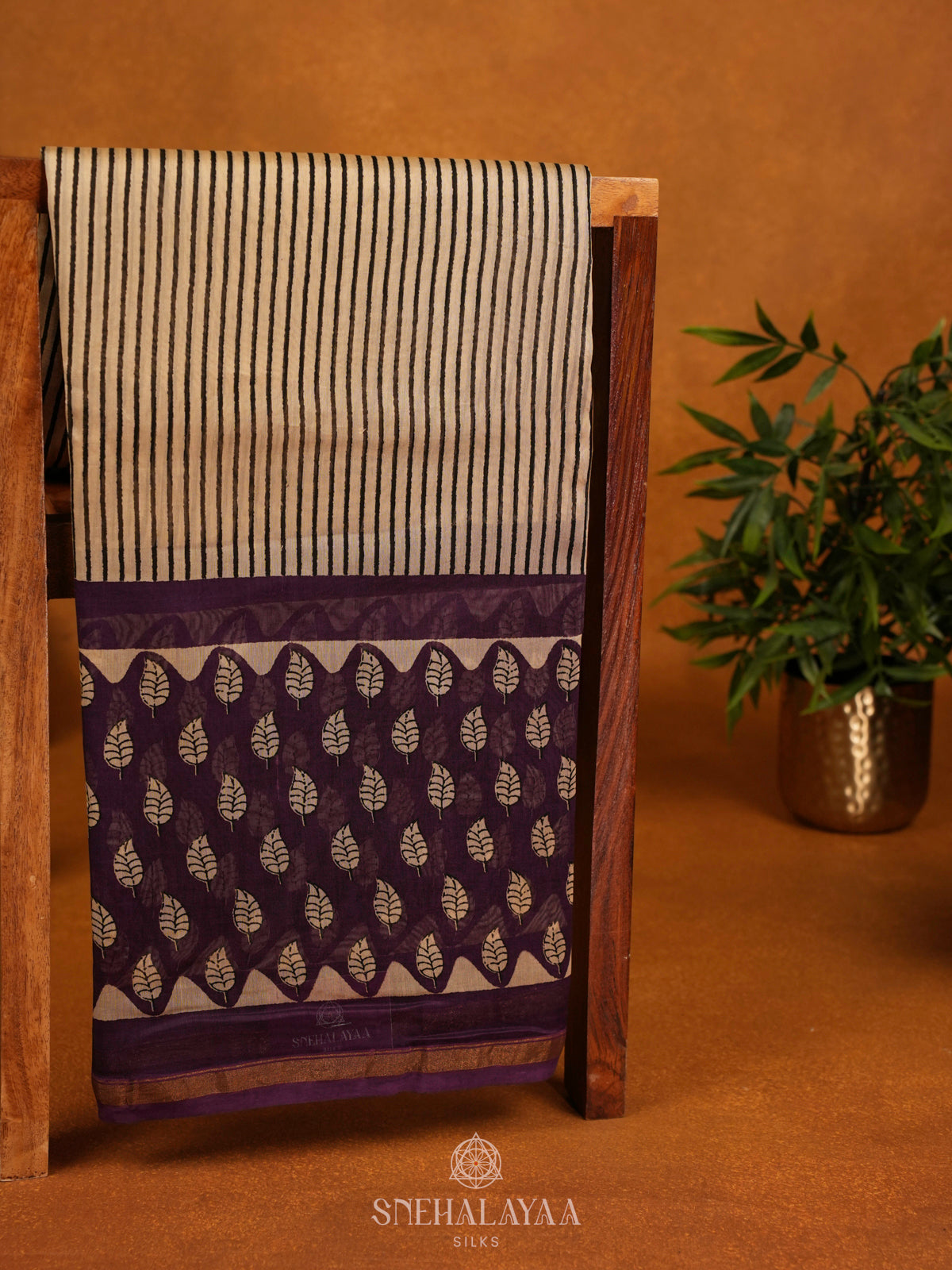 Beige Chanderi Saree