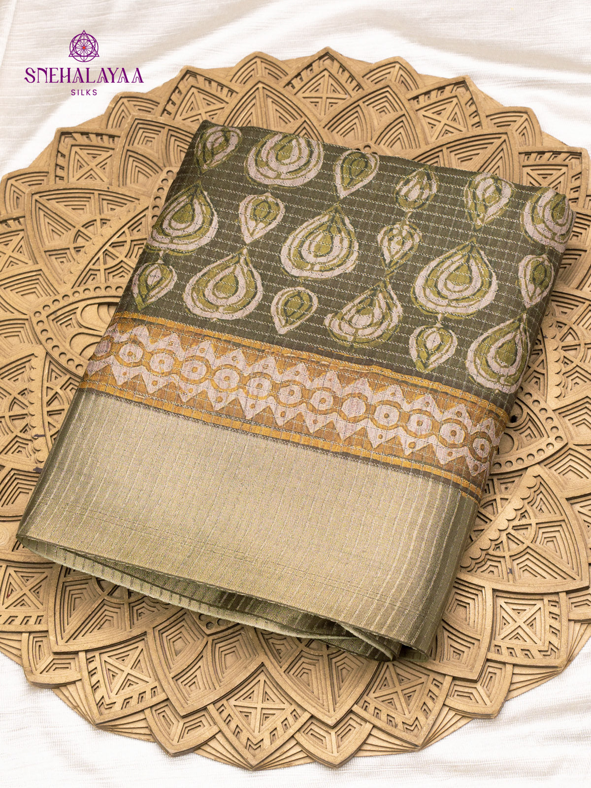 Olive Green Tussar Saree