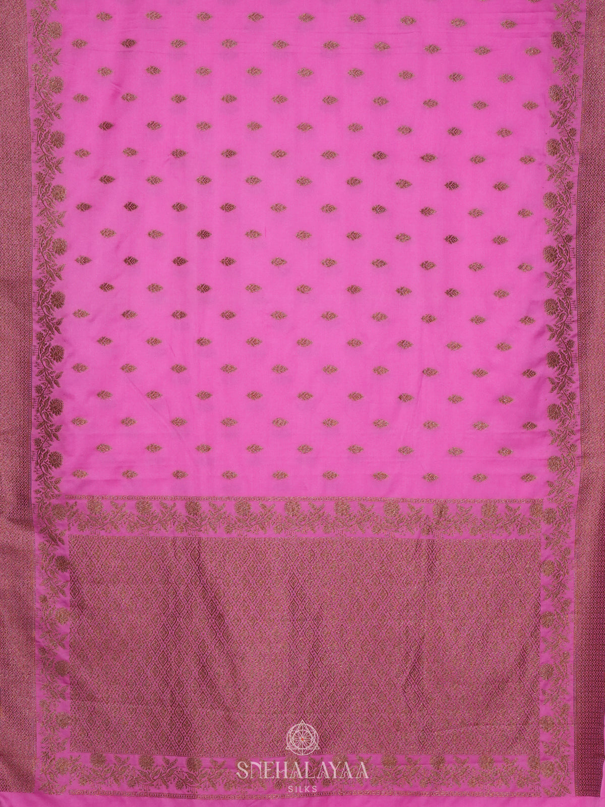 Pink Satin Banaras Saree