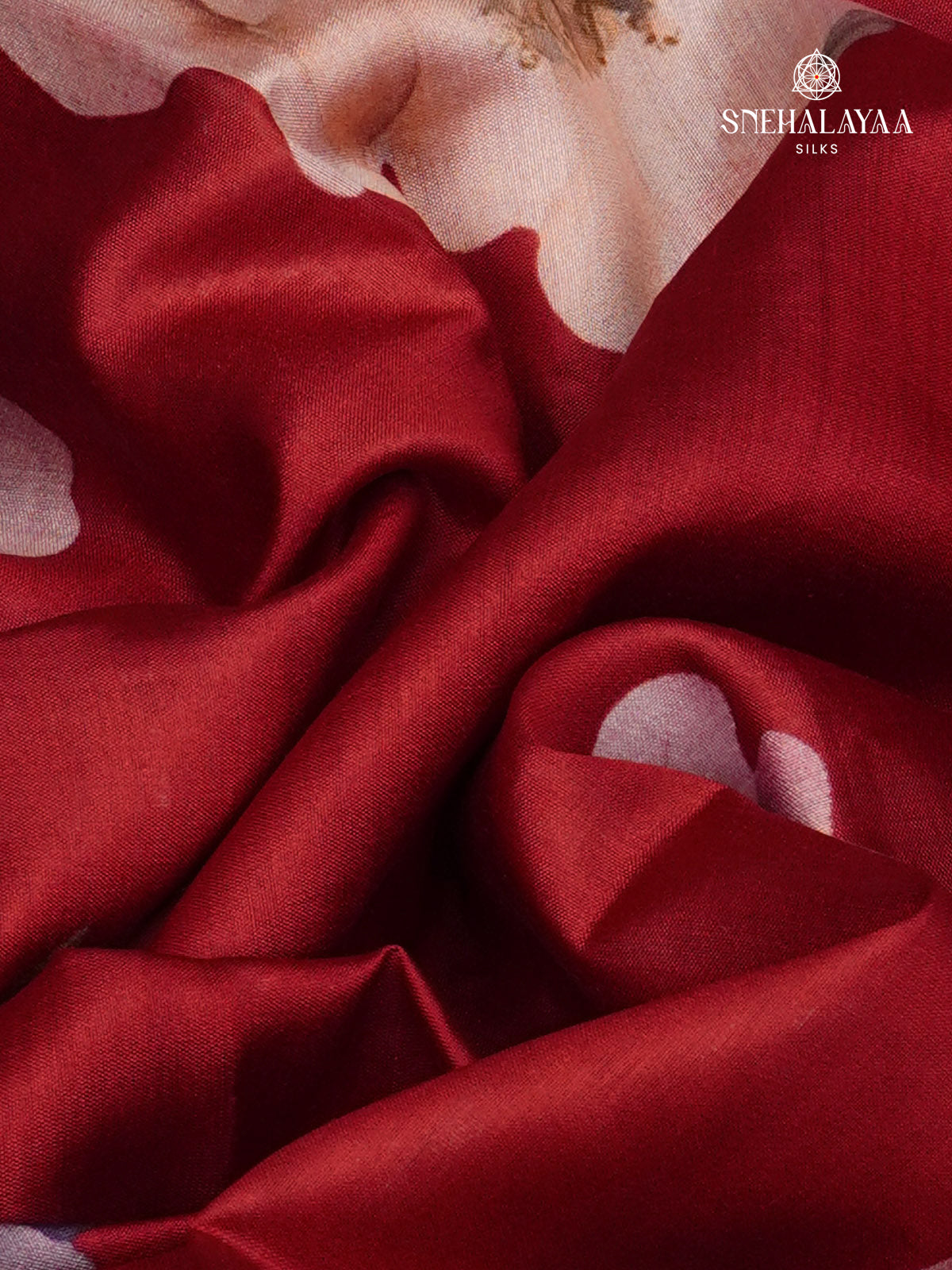 Red Chiniya Silk Saree