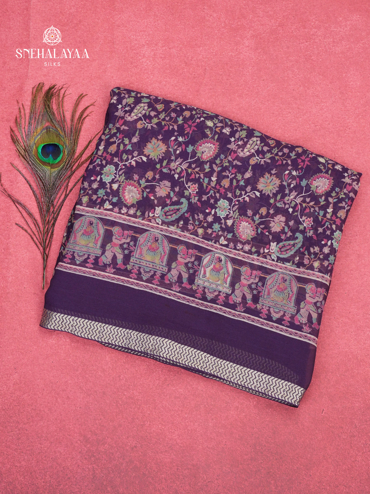 Navy Blue Chiffon Saree