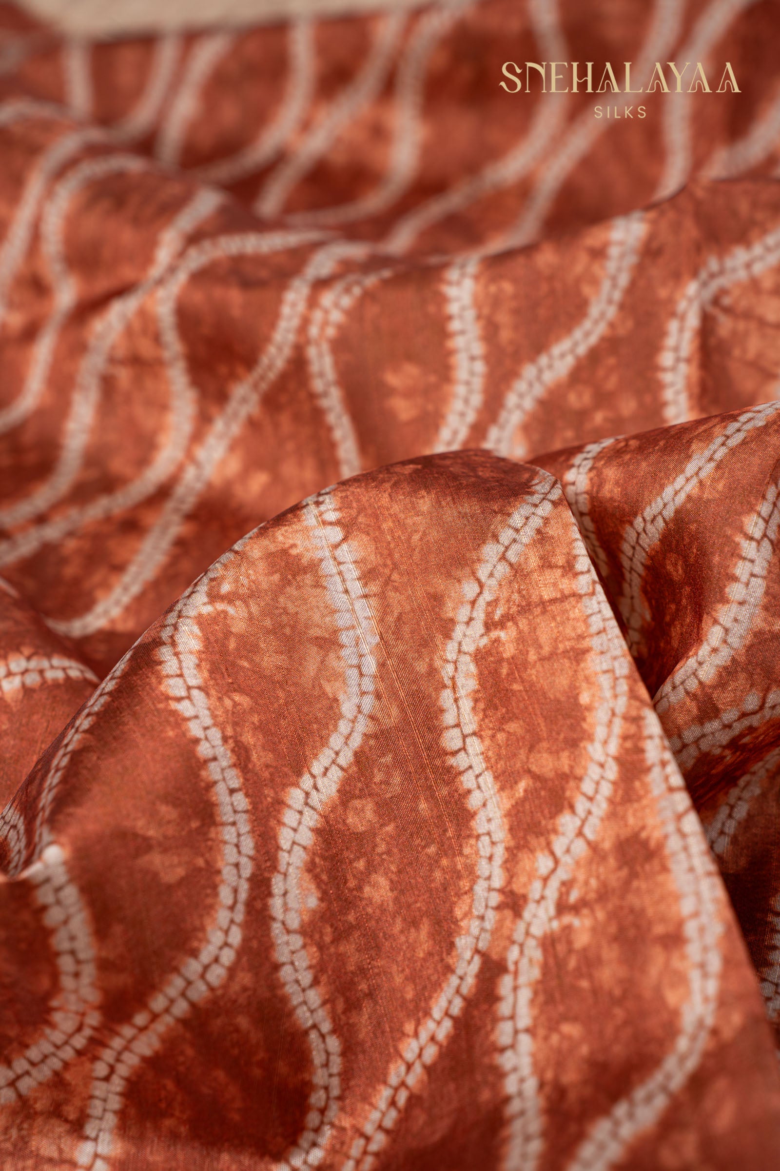 Rust Orange Raw Silk Saree