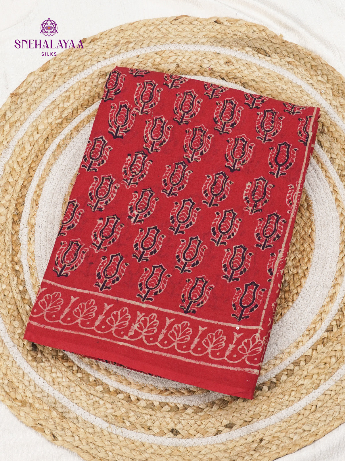 Red Jaipur Cotton Saree