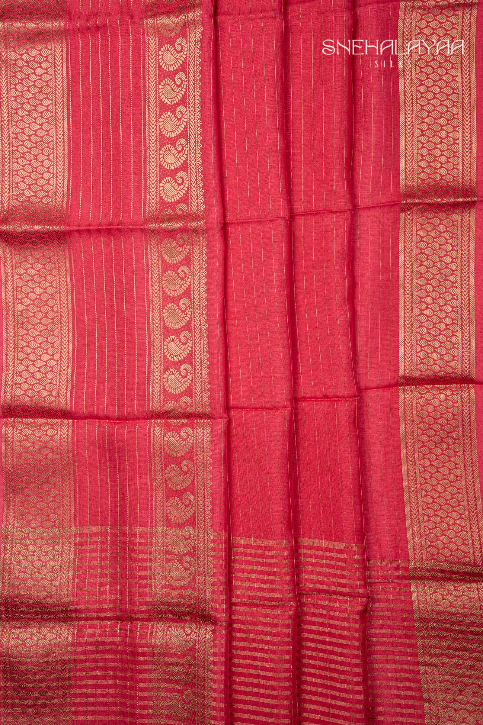 Strawberry Pink Chinon Silk Saree
