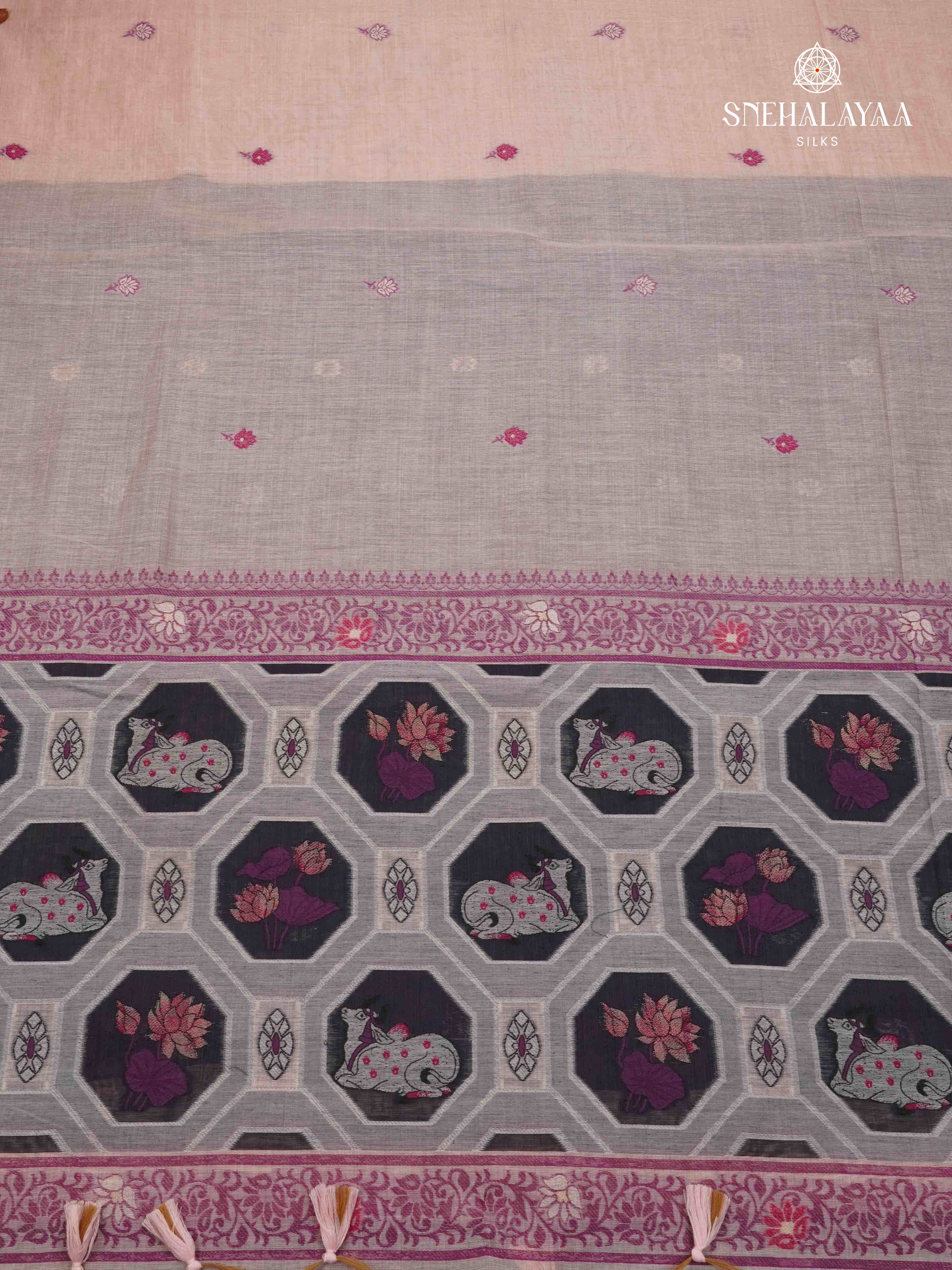 Lavender Munga Cotton Saree