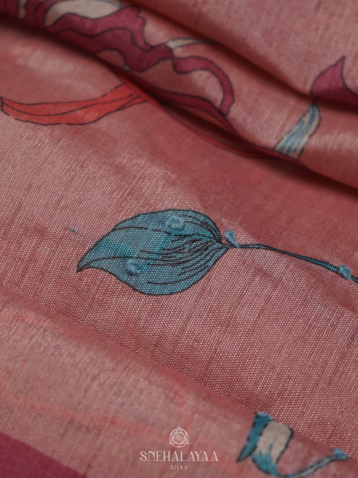 Pink Munga Tussar Saree