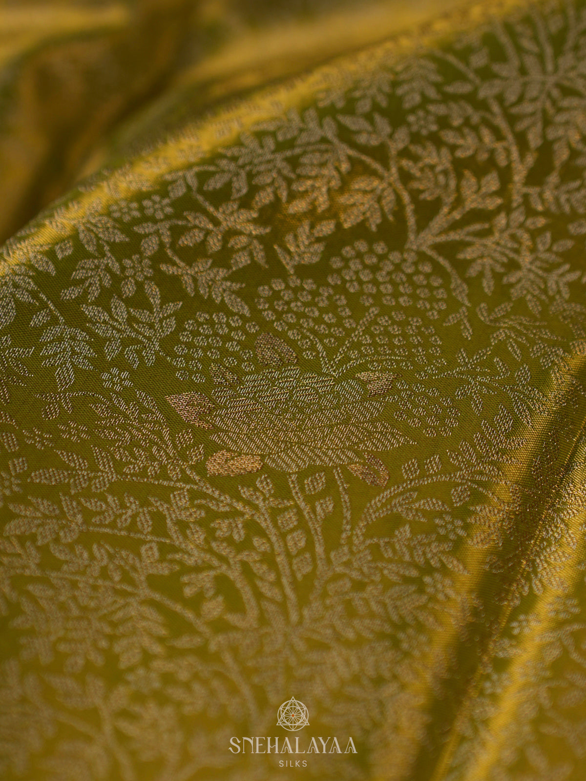 Lime Green Kanjivaram Silk Saree